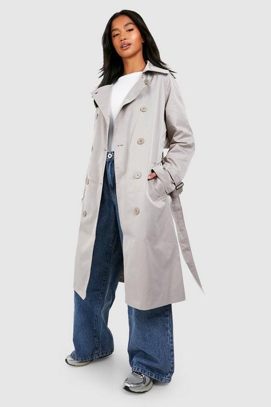 Petite Double Breast Belted Trench Coat | boohoo