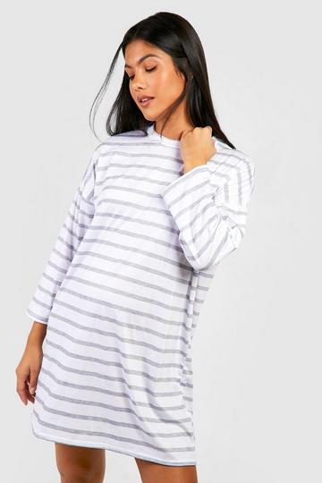 Maternity Stripe Slouchy Nightie grey marl