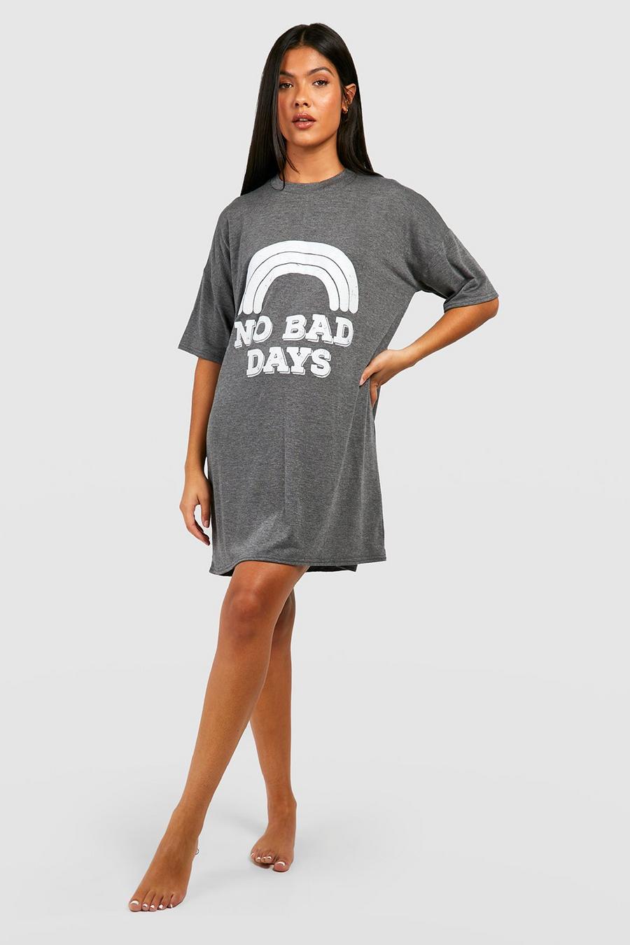Umstandsmode Nachthemd mit No Bad Days Print, Charcoal grau