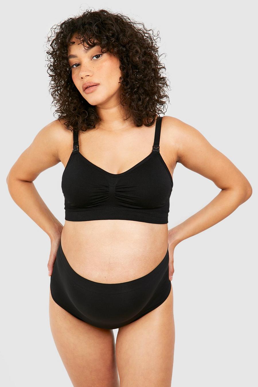 Black Maternity Seamless Bump Support Brief & Thong 2 Pack image number 1