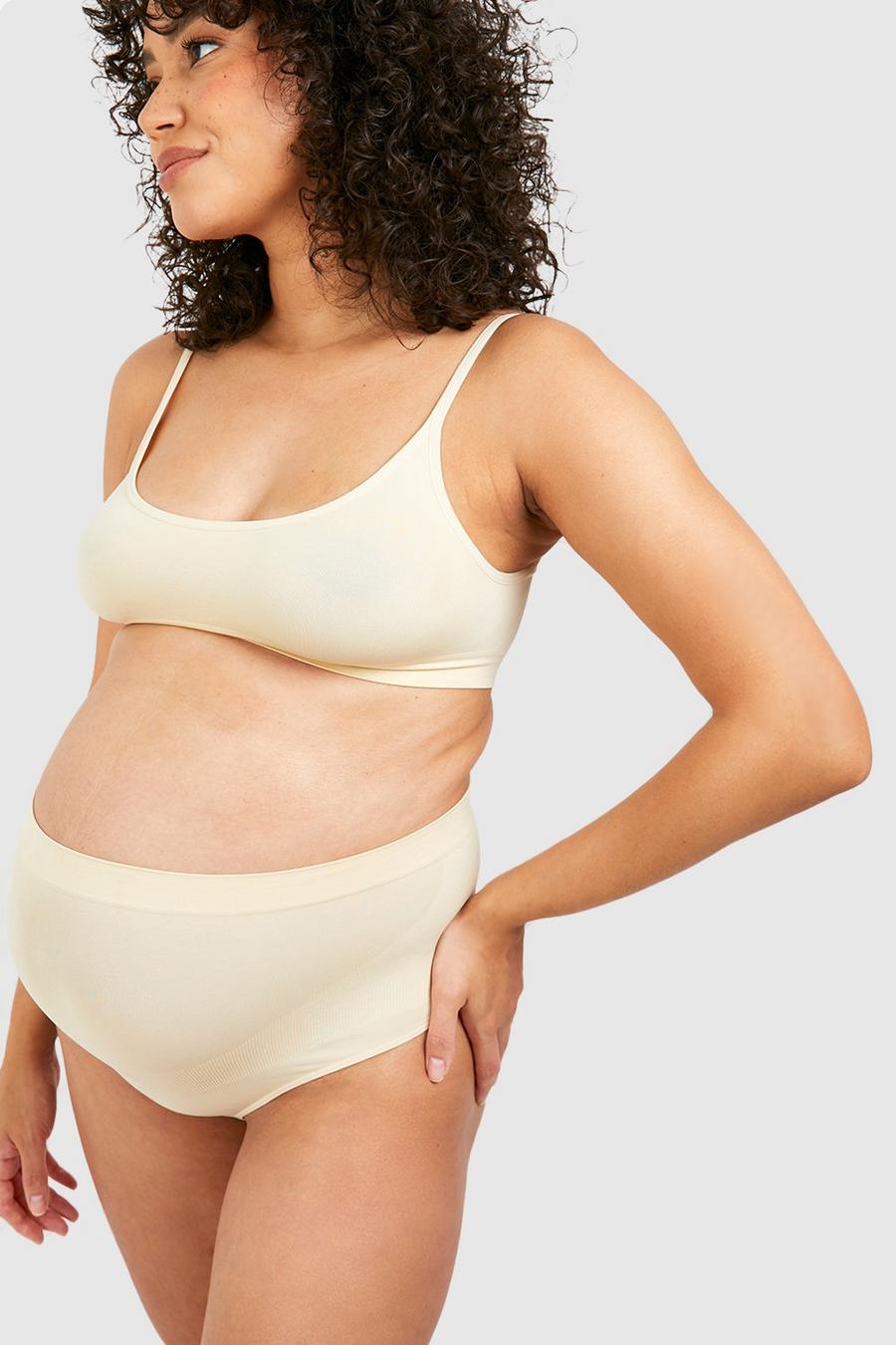 Nude color carne Maternity Seamless Bump Support Brief & Thong 2 Pack