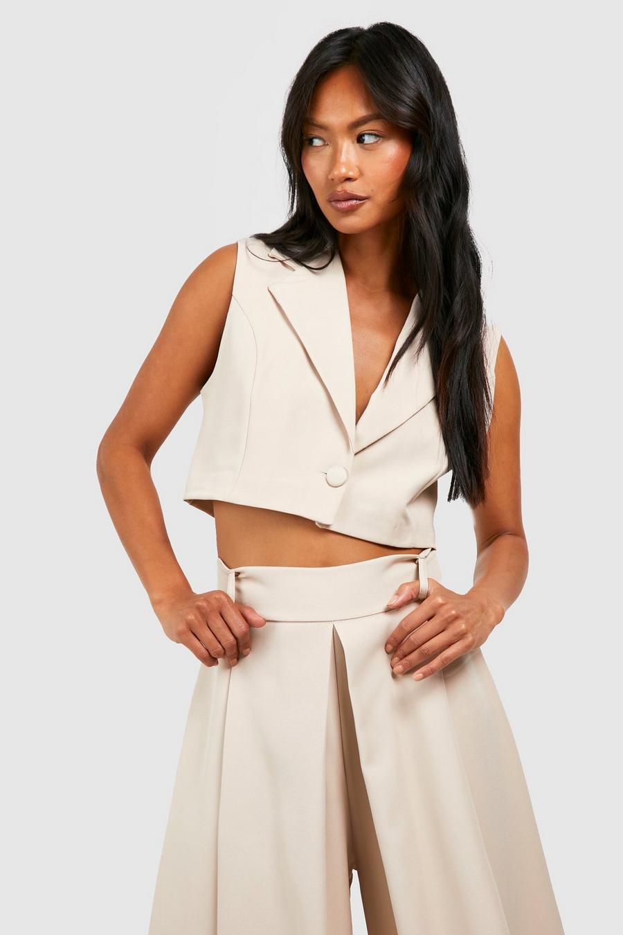 Stone Tailored Cropped Vest