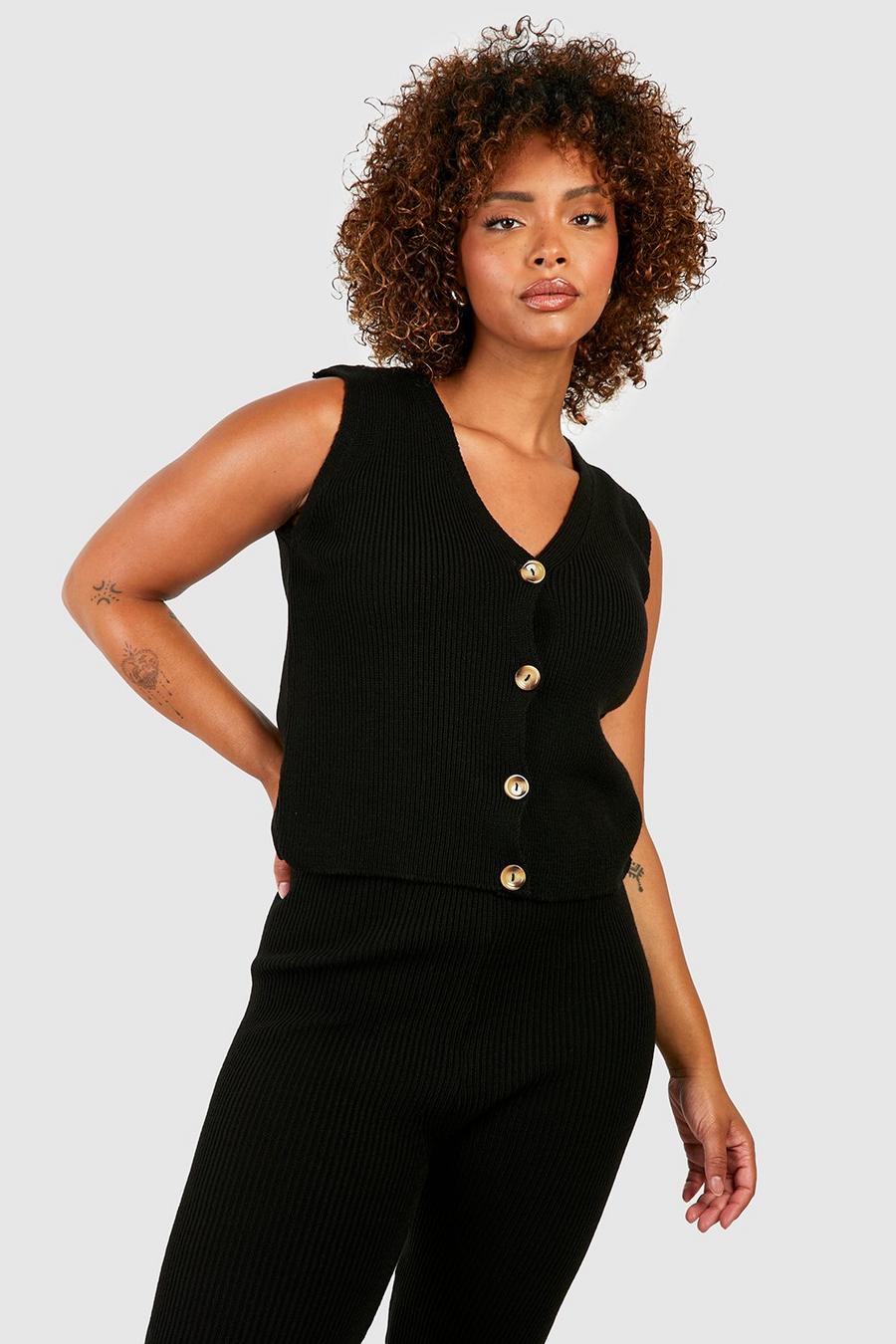 Gilet Plus Size in maglia, Black image number 1