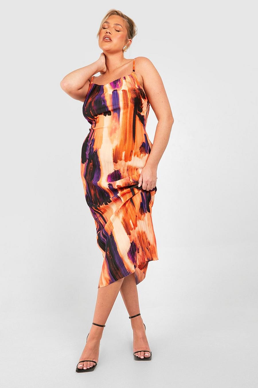 Multi Plus Abstract Plisse Maxi Dress  image number 1