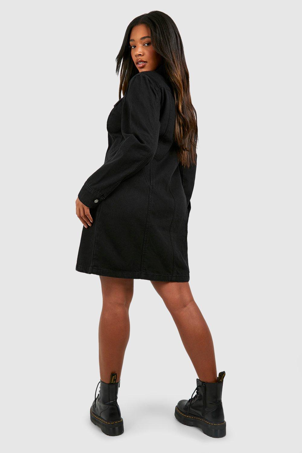 Black denim best sale zip up dress