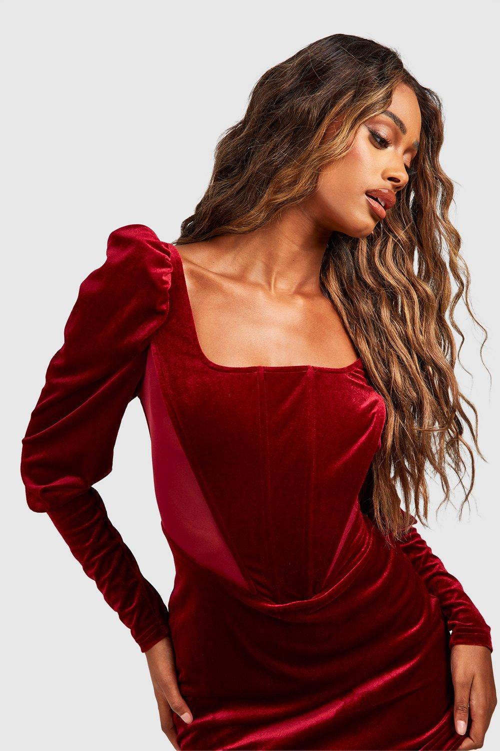 Boohoo red hotsell velvet dress