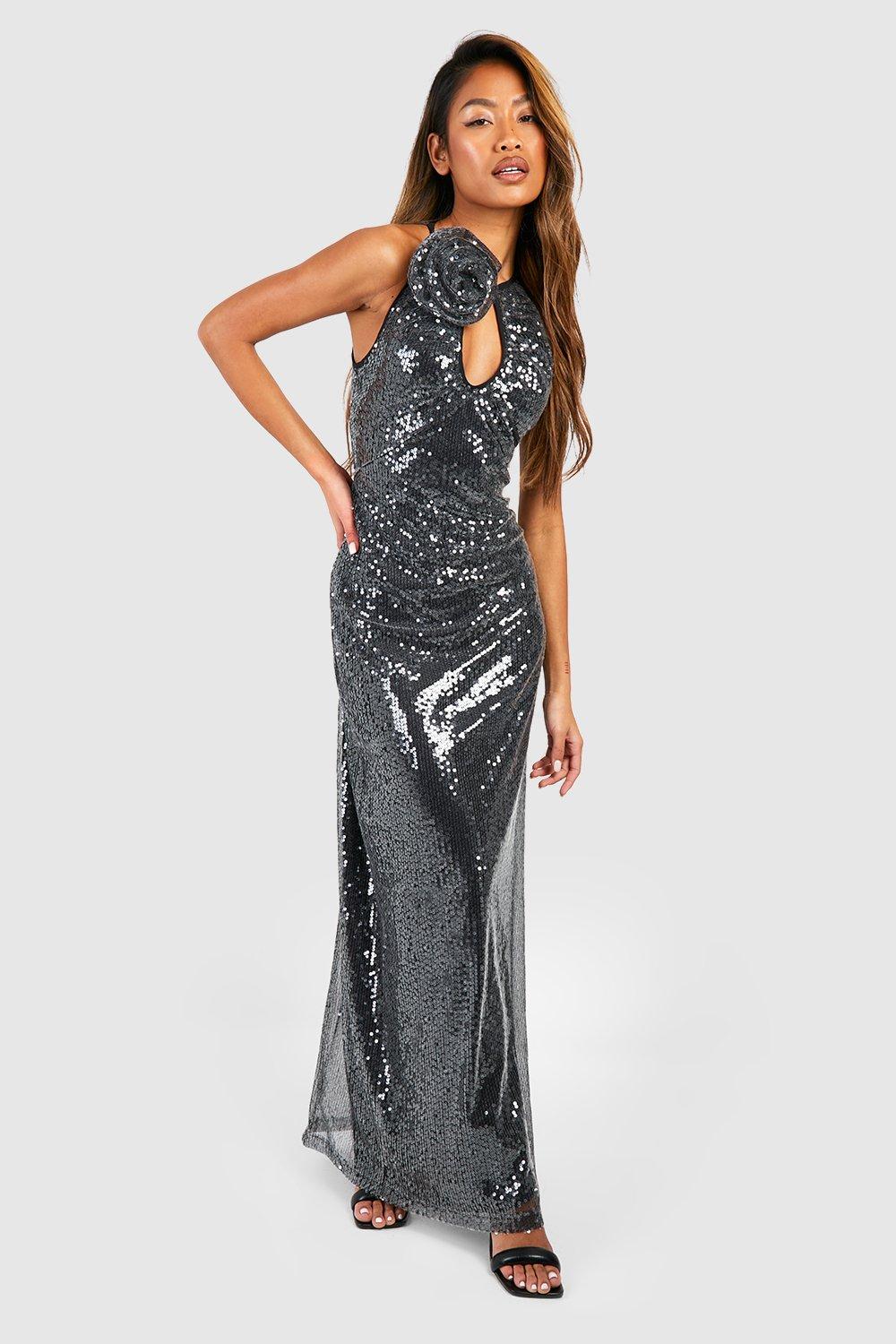 Boohoo sequin maxi on sale dress