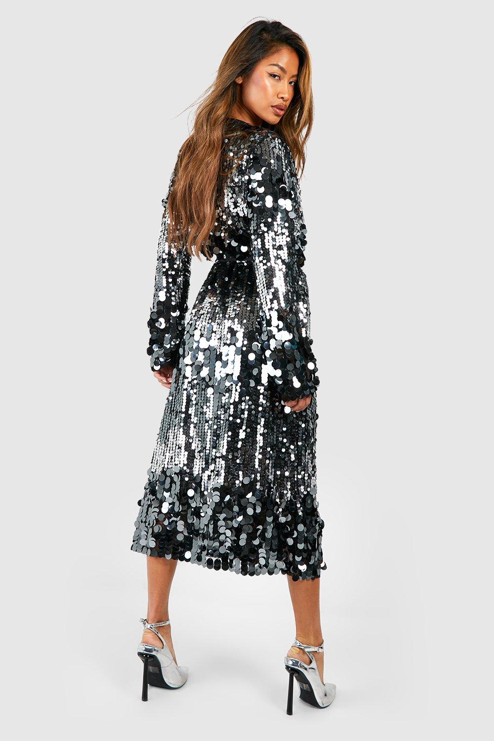 Ombre sequin midi outlet dress