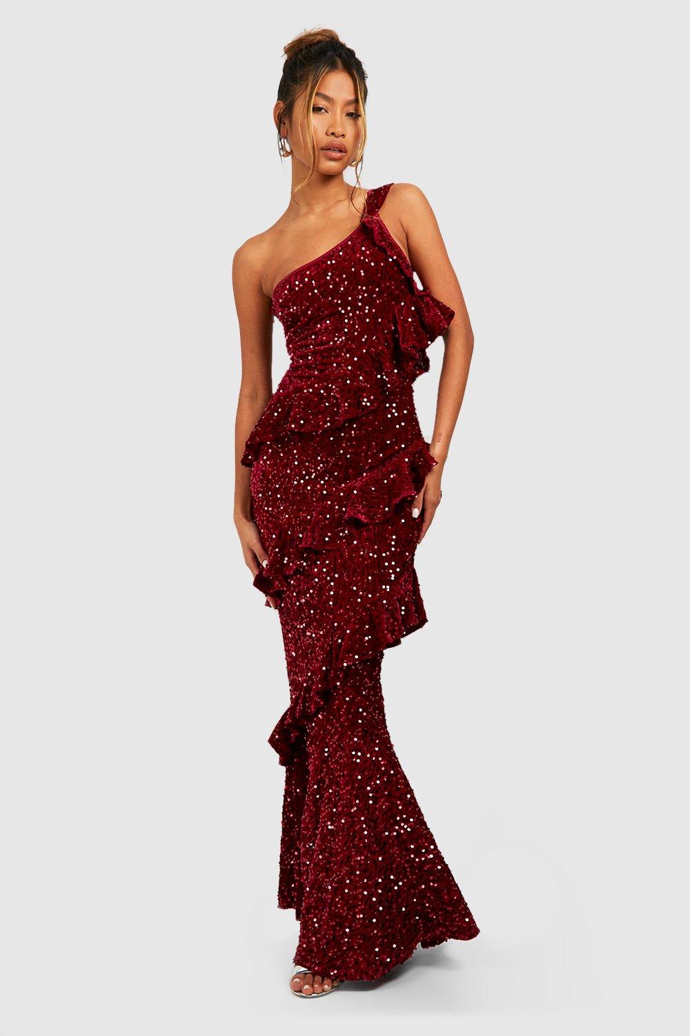 Buy Women Maxi Sequinsdress, Women Maxi Dress, Red Velvet Dress