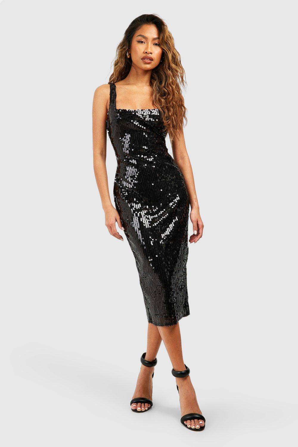 Boohoo sequin hot sale midi dress