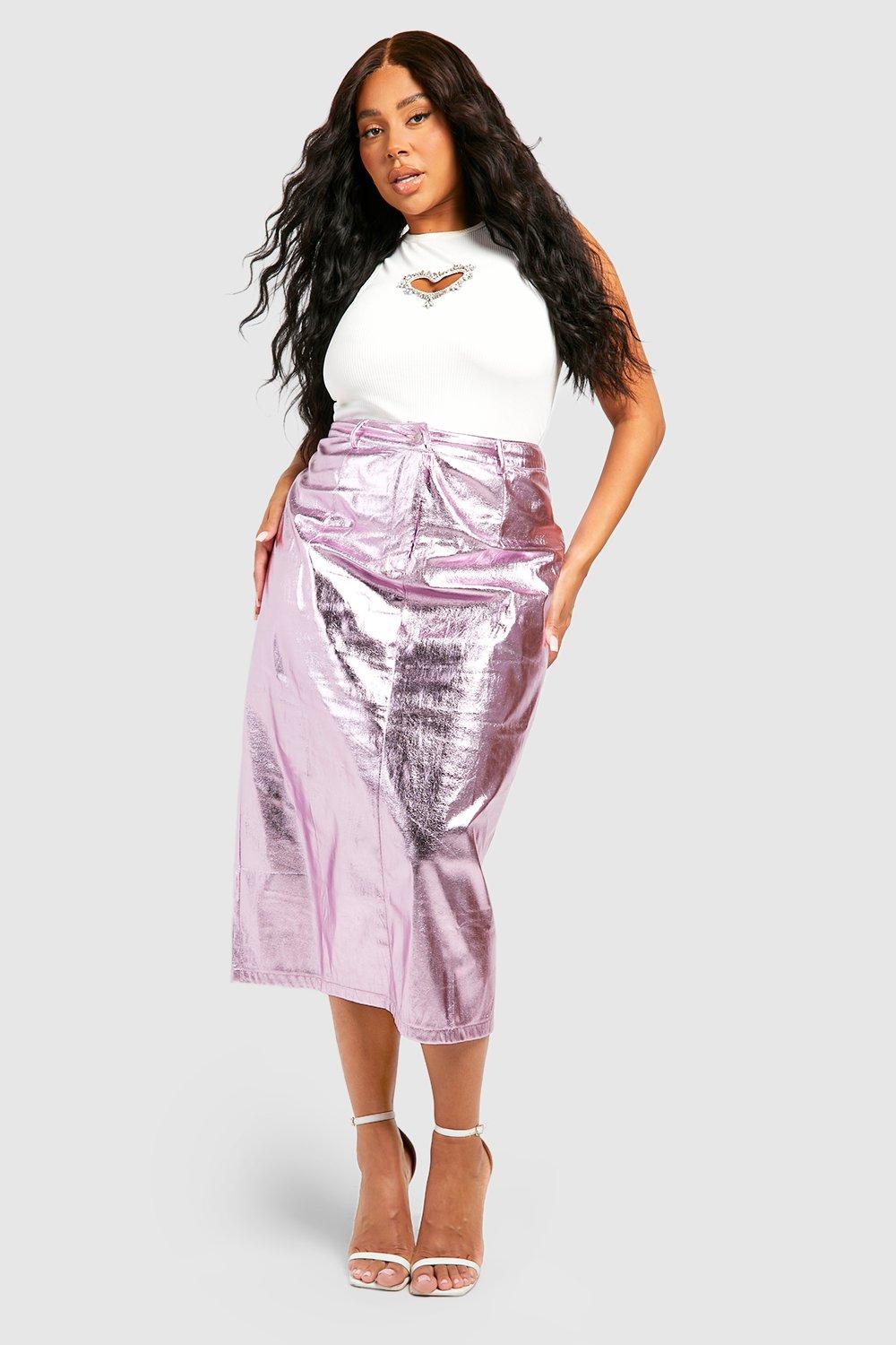 Pink metallic cheap skirt xxl