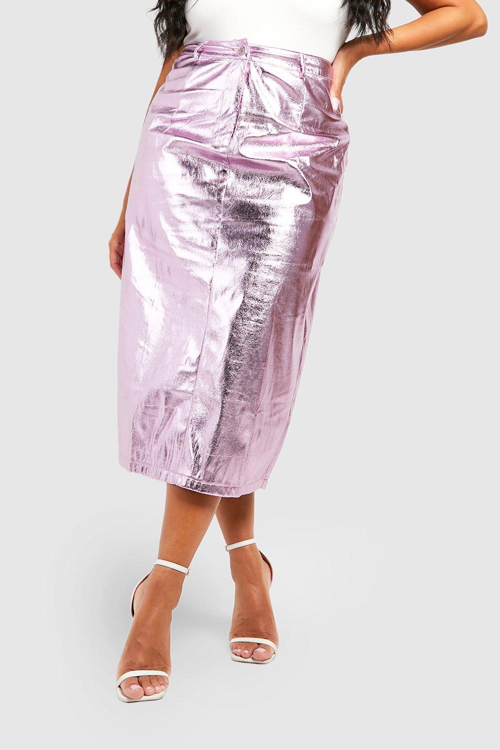 Plus Metallic Midaxi Skirt