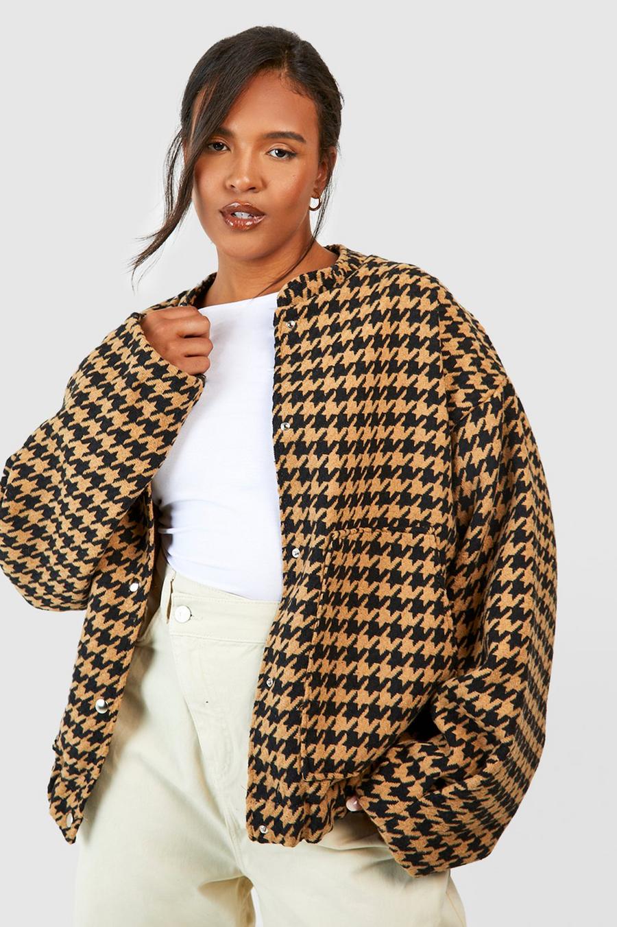 Giacca Bomber Plus Size in pied-de-poule, Nude image number 1