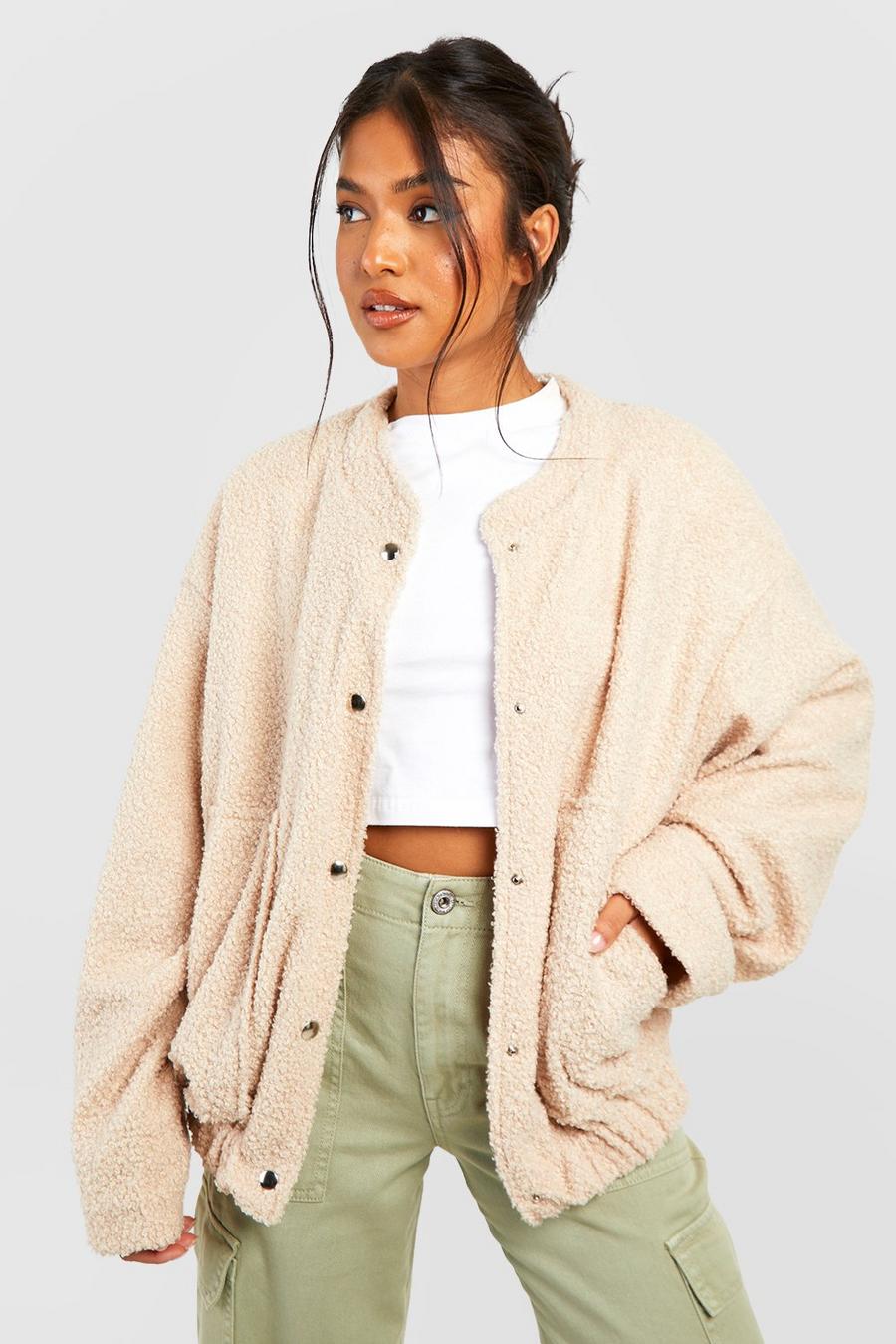 Giacca Bomber Petite in bouclé, Cream image number 1