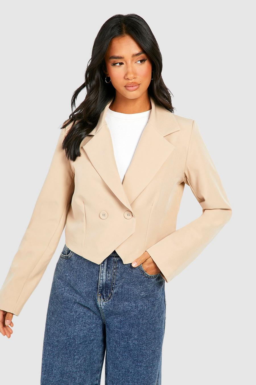 Sand beige Petite Pointed Cropped Blazer  image number 1