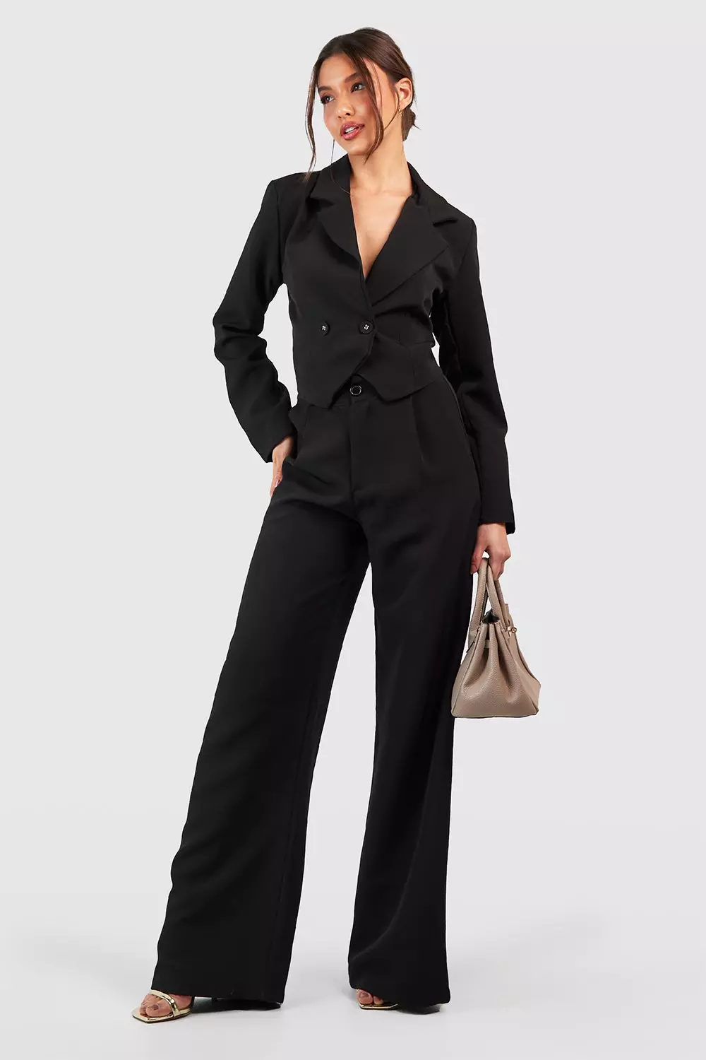 Black Tailored Wide Leg Trouser   alternative image