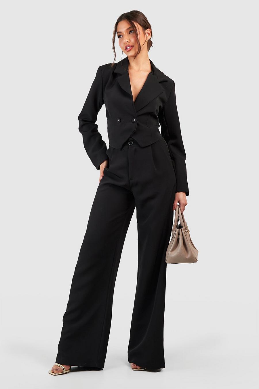 Black Tailored Wide Leg Trouser   image number 1