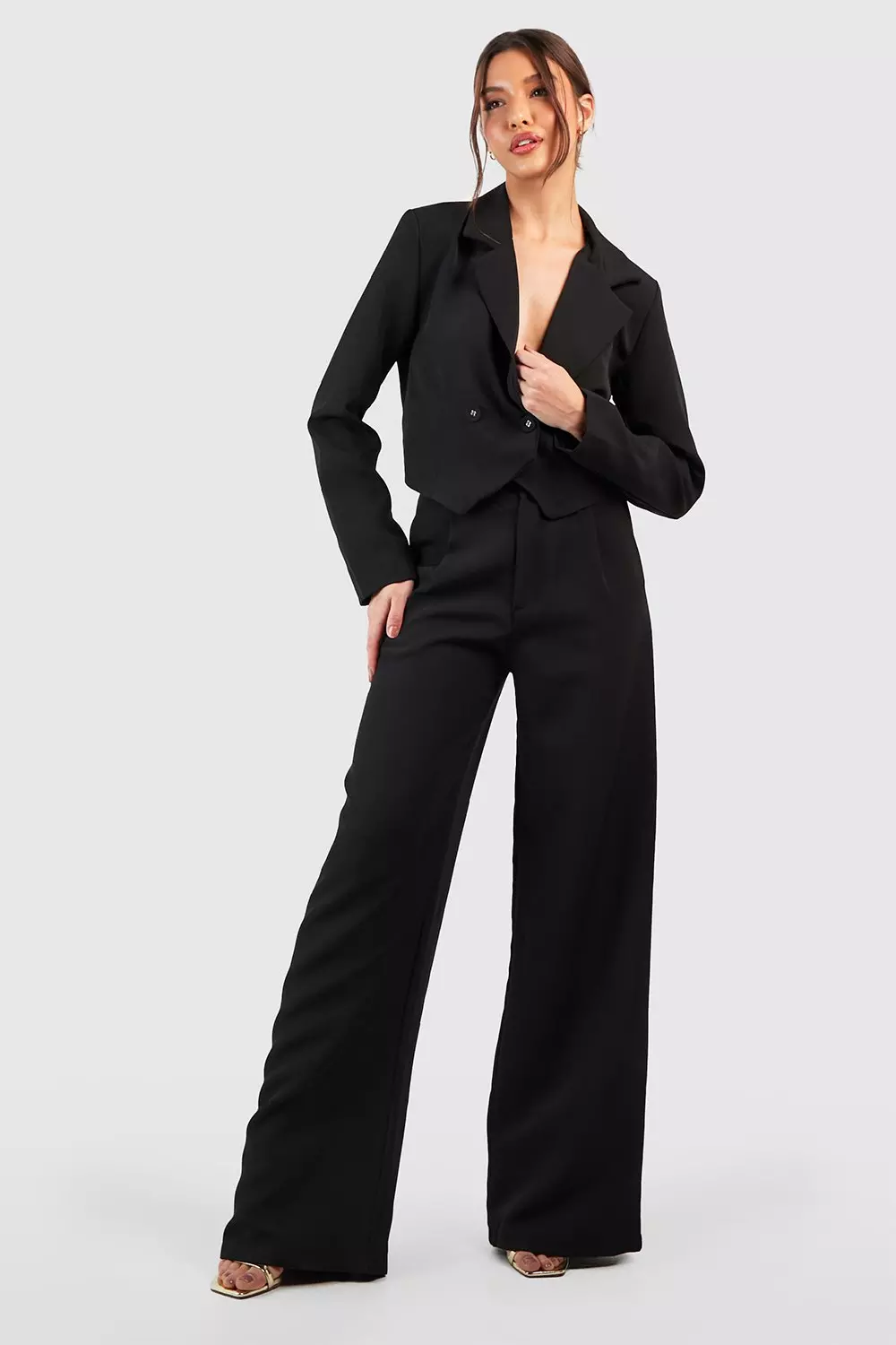 Black Tailored Wide Leg Trouser   alternative image
