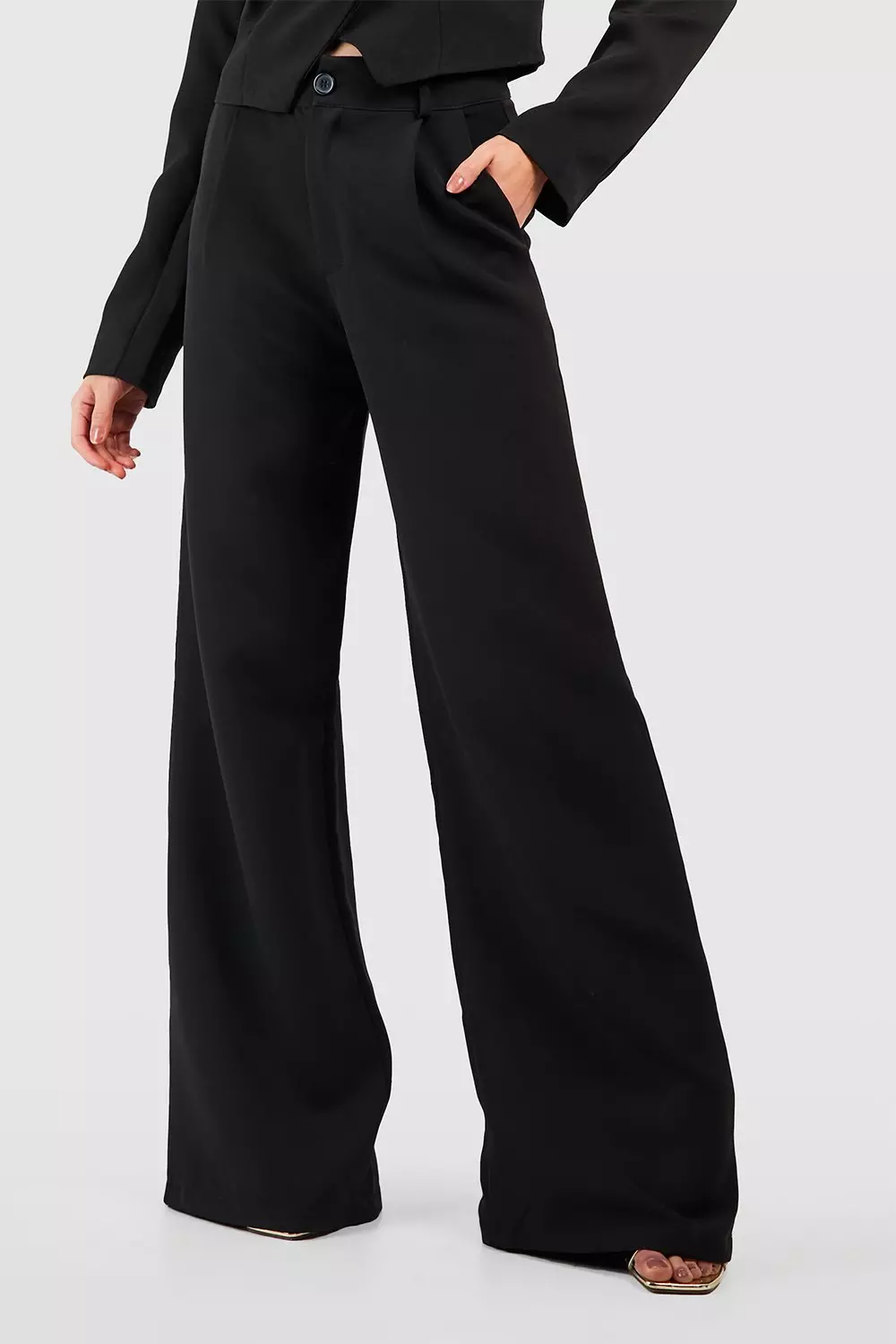 Black Tailored Wide Leg Trouser   alternative image