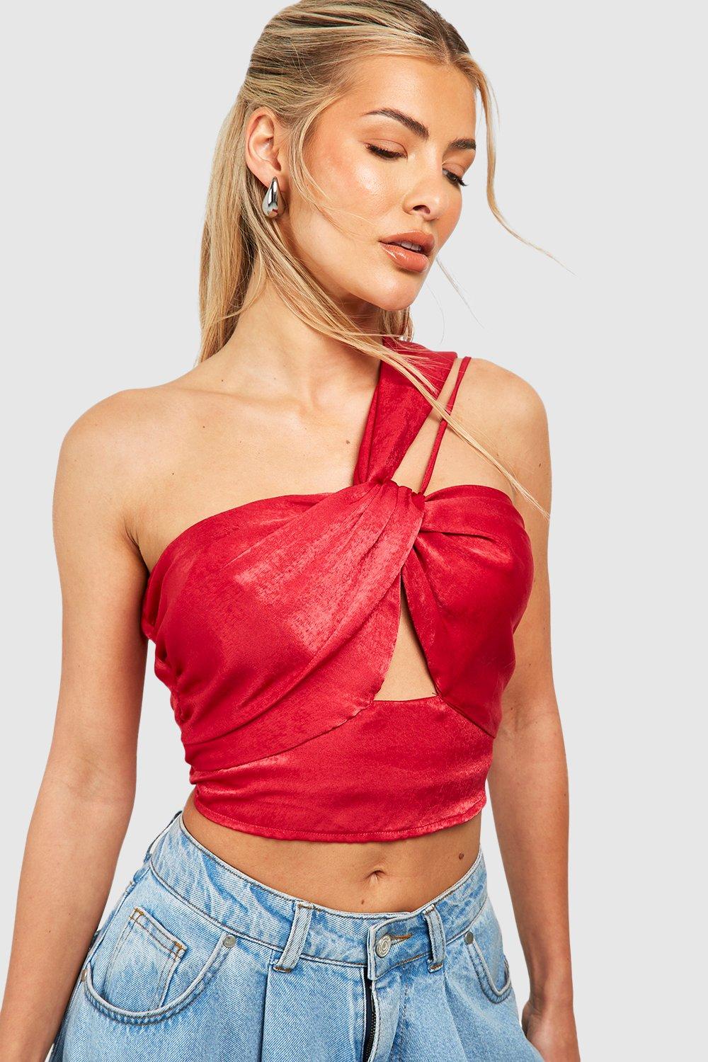 Red satin bandeau store top