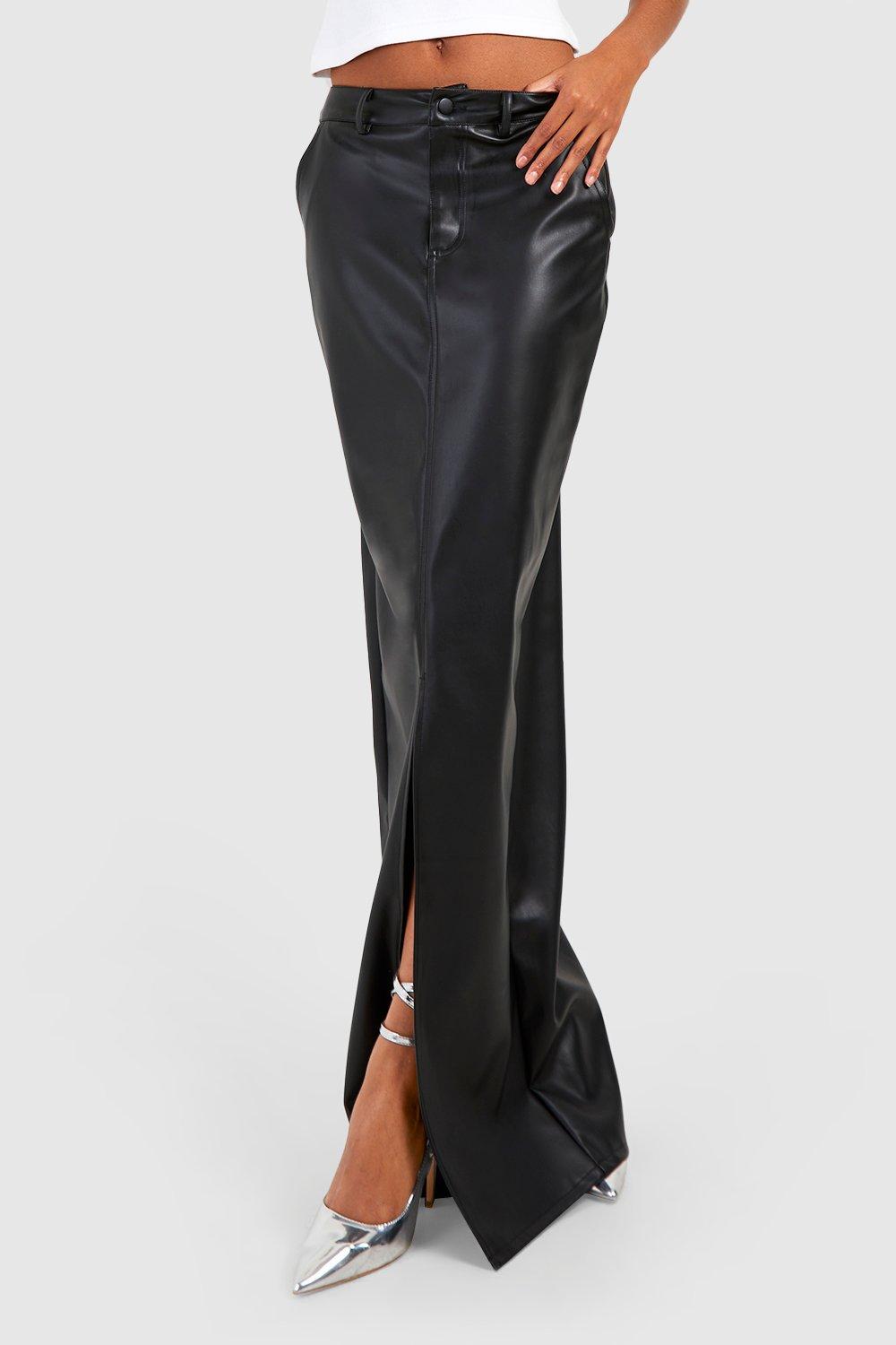 Womens leather shop skirt boohoo