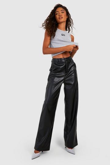 Tall Faux Leather Relaxed Fit Straight Leg Pants black