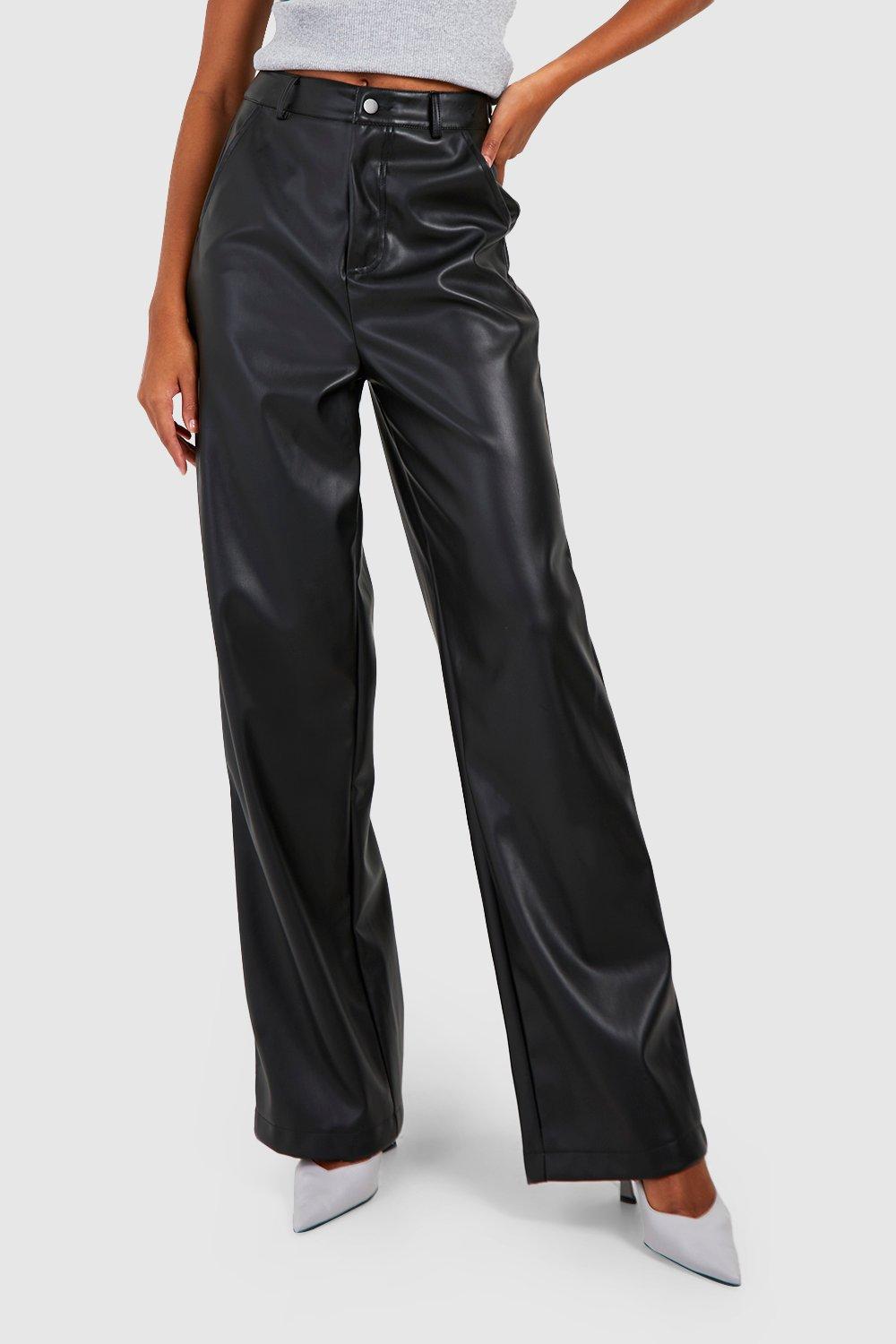 Leather look trousers long leg hotsell