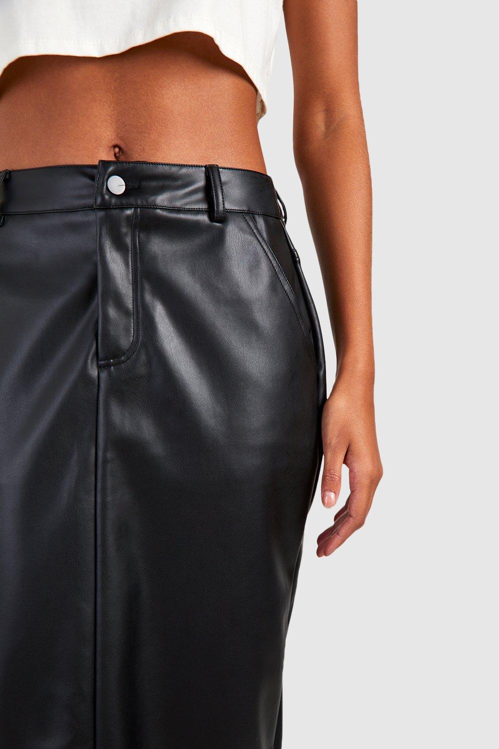 Tall Faux Leather High Waisted Midi Skirt boohoo USA