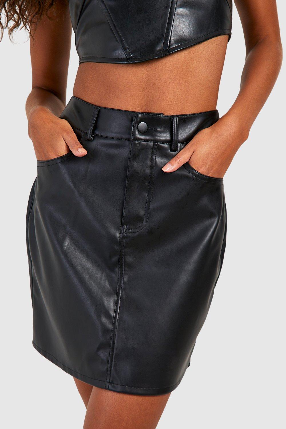 Tall Leather Look High Waisted Mini Skirt