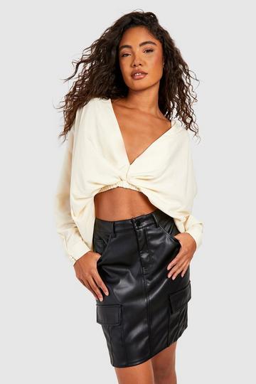 Tall Faux Leather Cargo Mini Skirt black