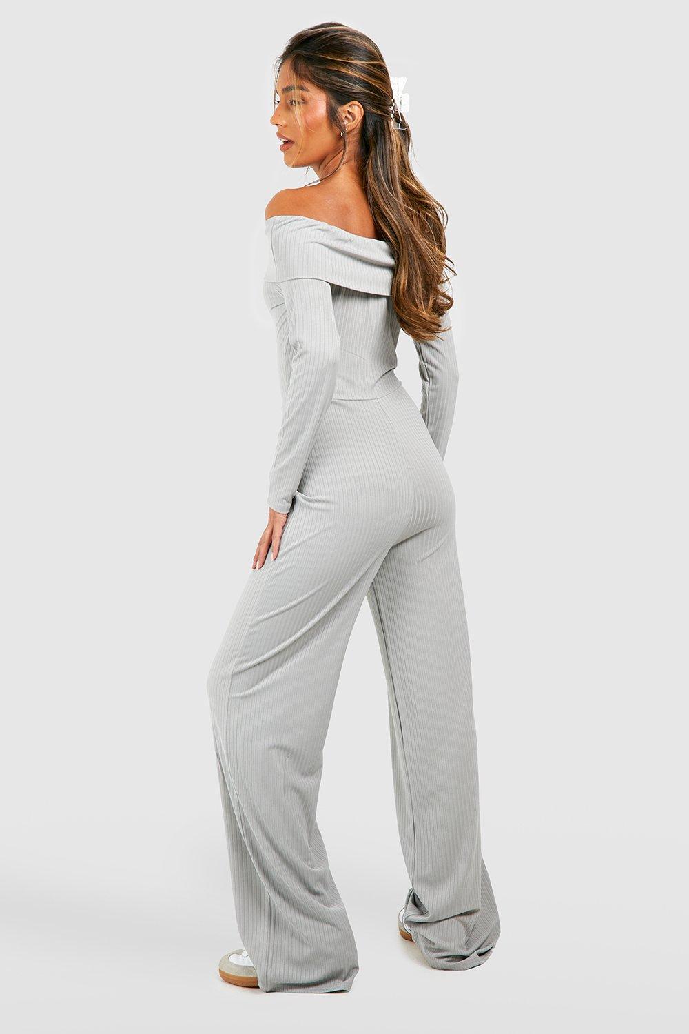 Boohoo off cheap the shoulder jumpsuit