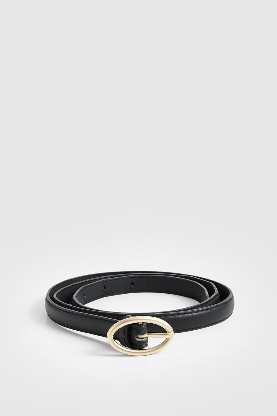 Cintura sottile con fibbia ovale, Black negro