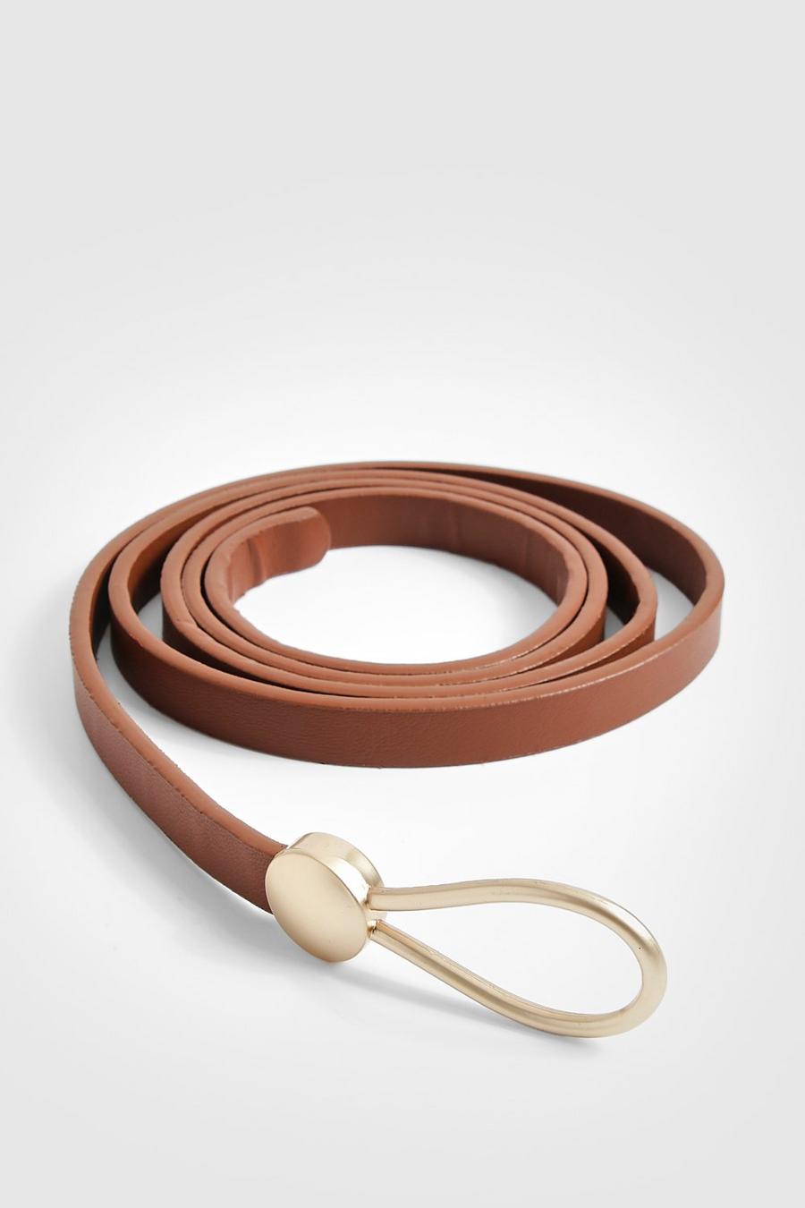 Tan brown Tie Waist Buckle Belt 