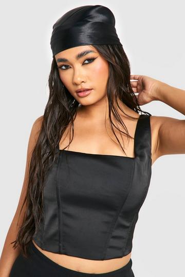 Black Halloween Satin Head Scarf