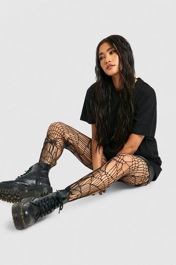 Black Halloween Spider Web Tights