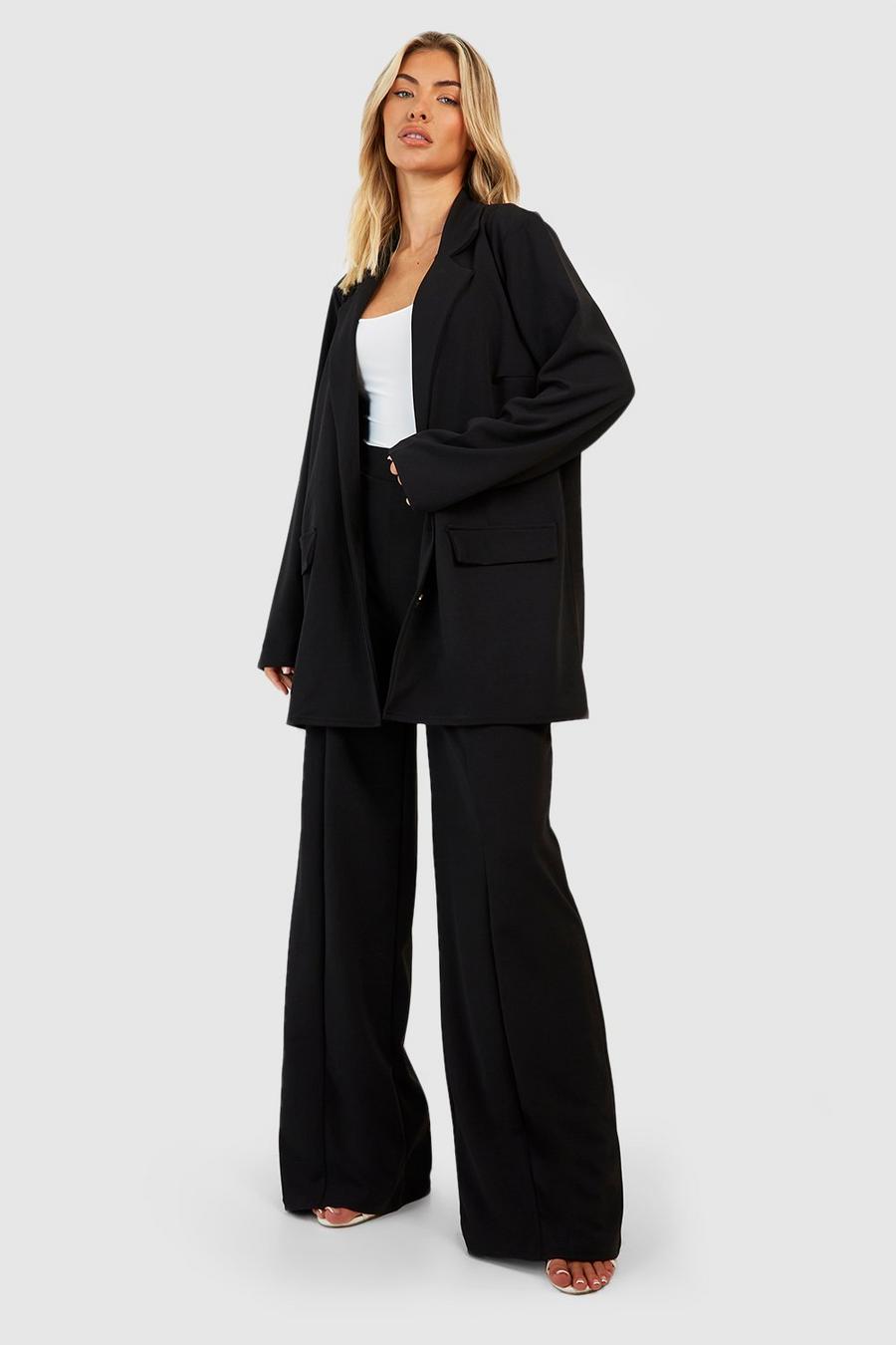 Black Crepe Wide Leg Trousers image number 1