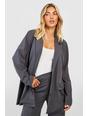 Charcoal Crepe Oversized Fit Blazer