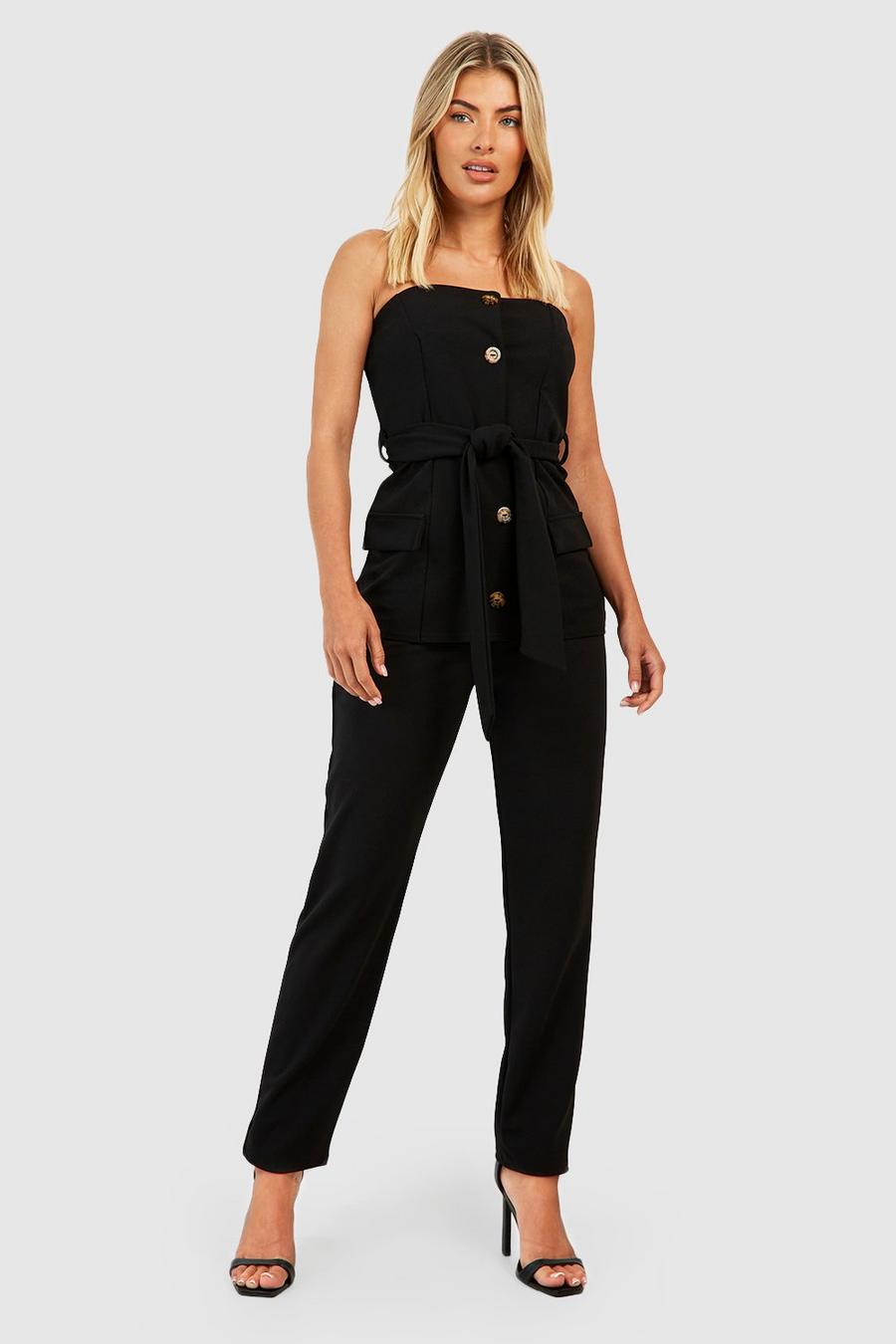 Black Crepe Ankle Grazer Trousers image number 1