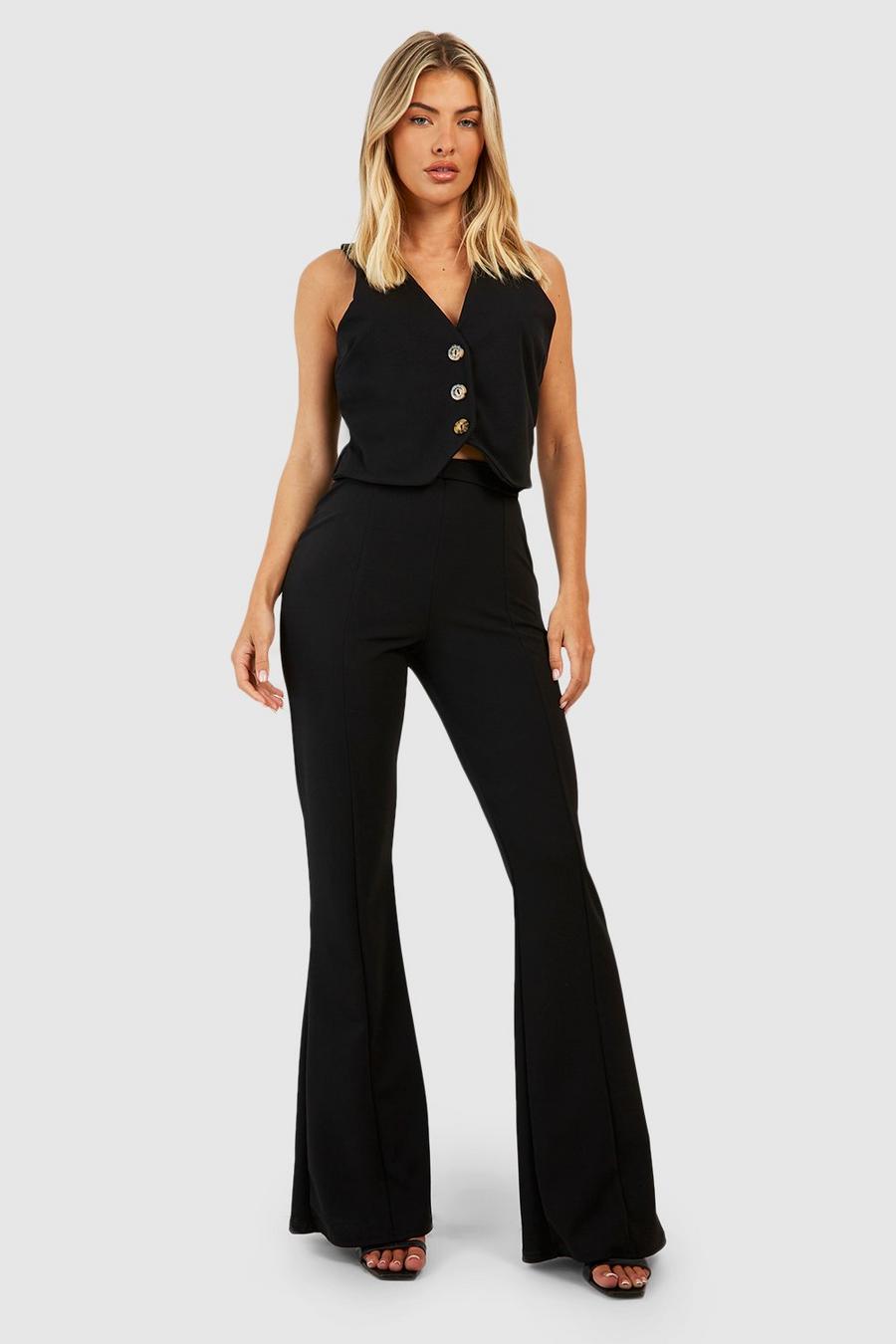 Black Crepe Fit & Flare Trousers image number 1