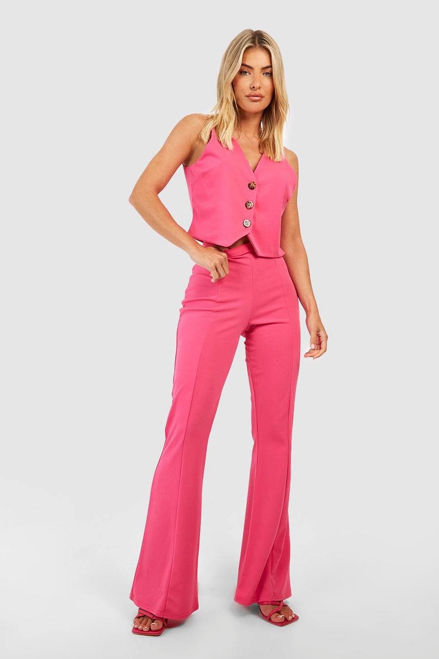 Hot pink Crepe Fit & Flare Trousers image number 1