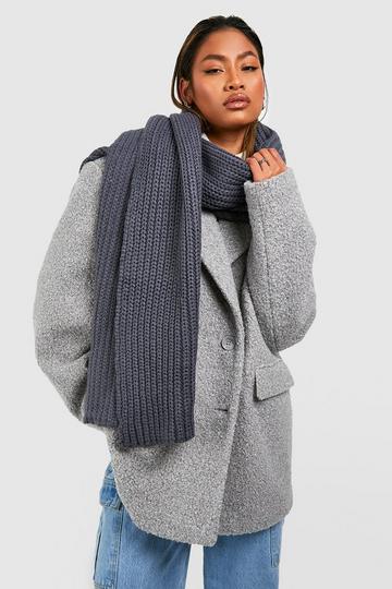 Chunky Rib Knit Scarf charcoal