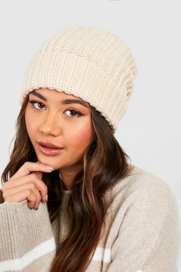 Chunky Ribbed Knit Beanie stone