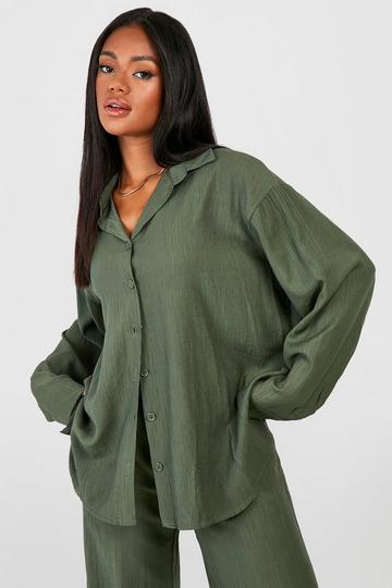 Crinkle Relaxed Fit Shirt khaki