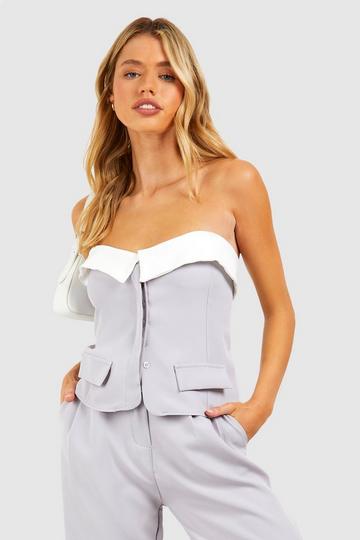 Woven Tailored Bandeau Corset grey