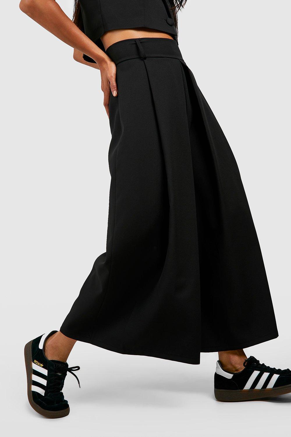 Pleat Front Wide Leg Tailored Culottes