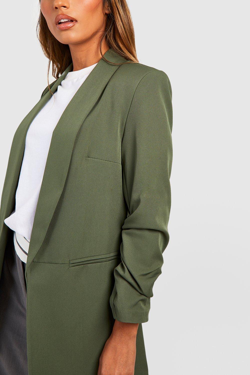 Khaki hot sale longline blazer