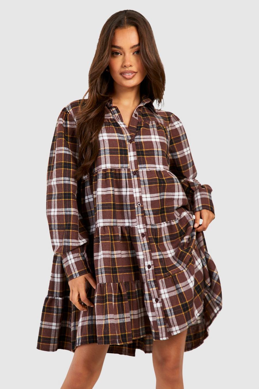 Check Tiered Smock Dress image number 1