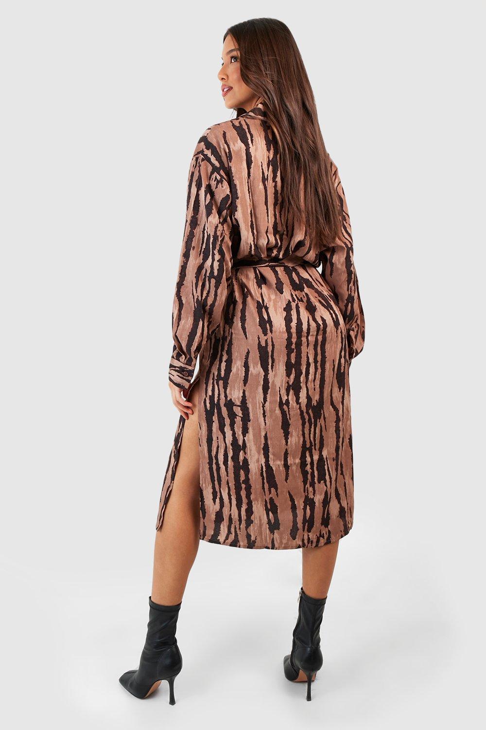 Boohoo red animal print on sale dress