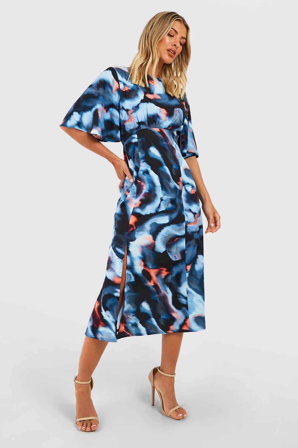 Abstract print midi dress best sale