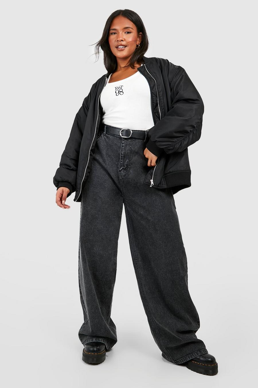 Grande taille - Jean large surteint taille haute, Grey image number 1